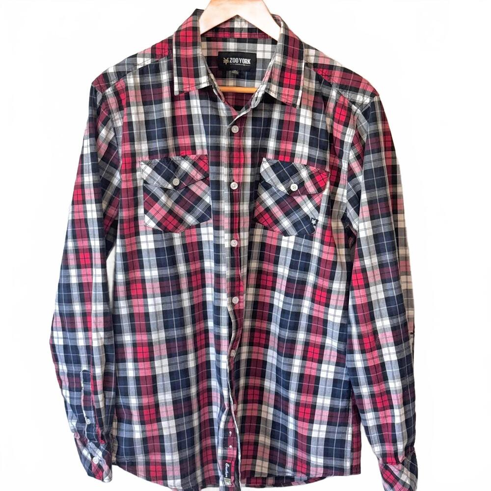 Zoo York Long Sleeve Skateboard Button Up Shirt Men's Sz L *FLAW*